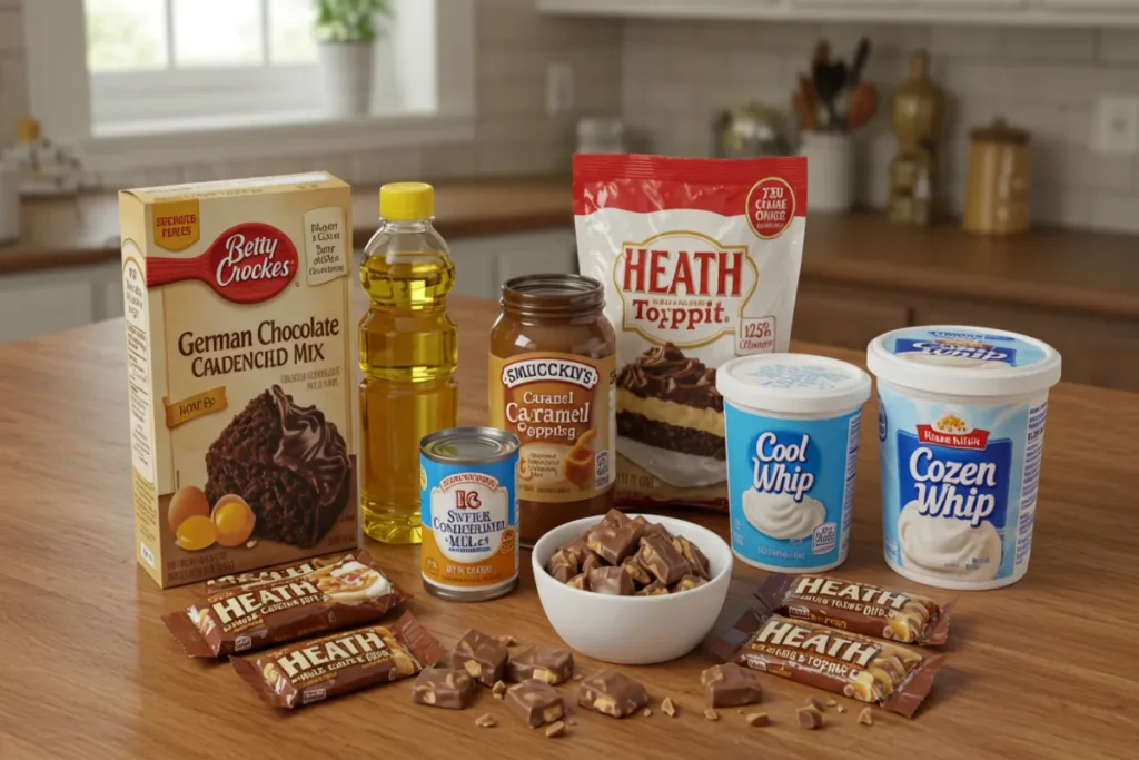 Ingredients For Chocolate Caramel Toffee Crunch Cake