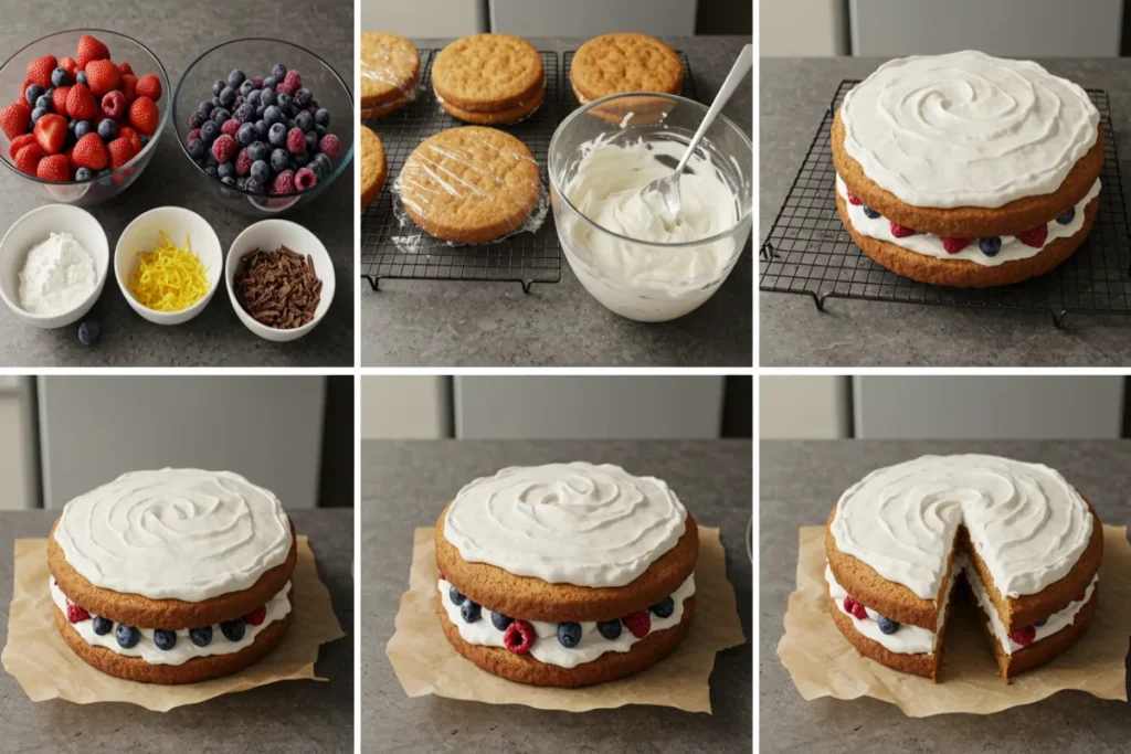 Steps For Berry Chantilly Cake