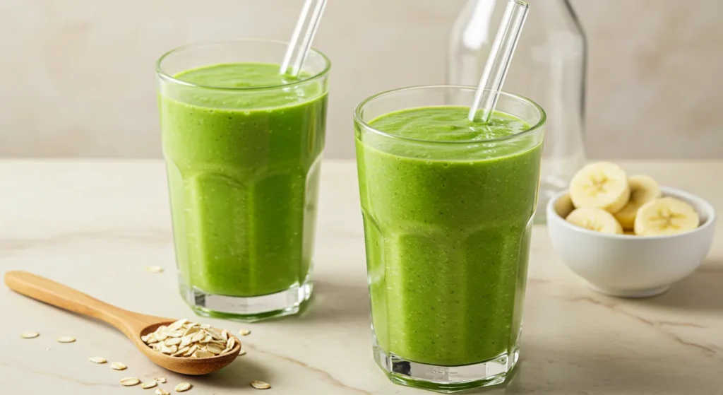 Best Detox Island Green Smoothie with spinach, mango, and pineapple in a glass