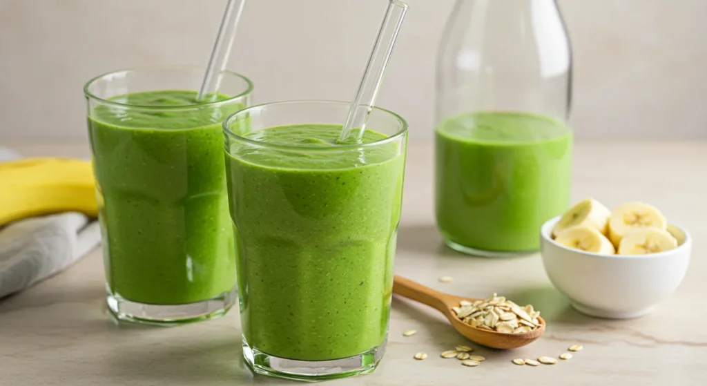 Tropical Island Green Smoothie full recipe with vibrant greens and fruits