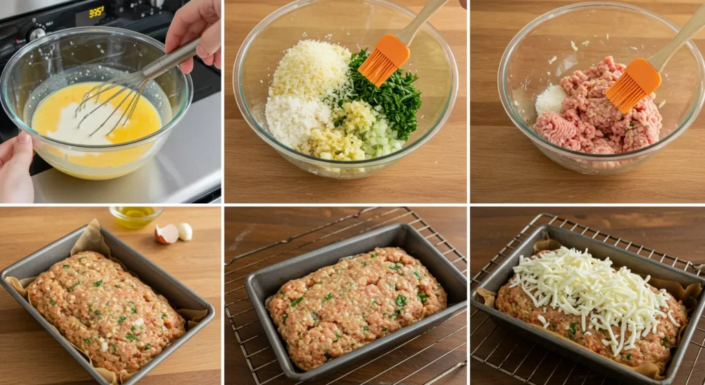 steps of Garlic Parmesan Chicken Meatloaf Recipe
