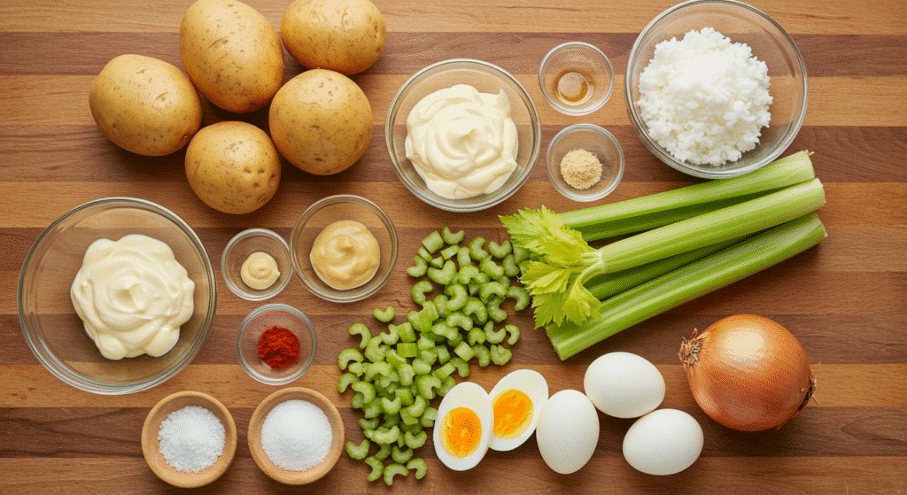 ingredients for Southern Potato Salad Best Classic Recipe