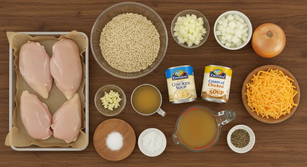 Ingredients of Crock Pot Chicken and Rice