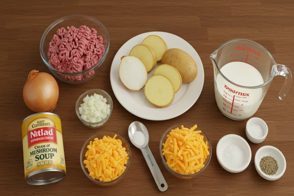 Ingredients For Make Ground Beef and Potatoes Casserole Recipe