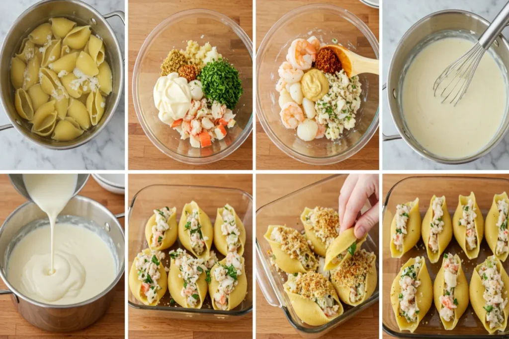 Steps For Best Creamy Seafood Stuffed Shells