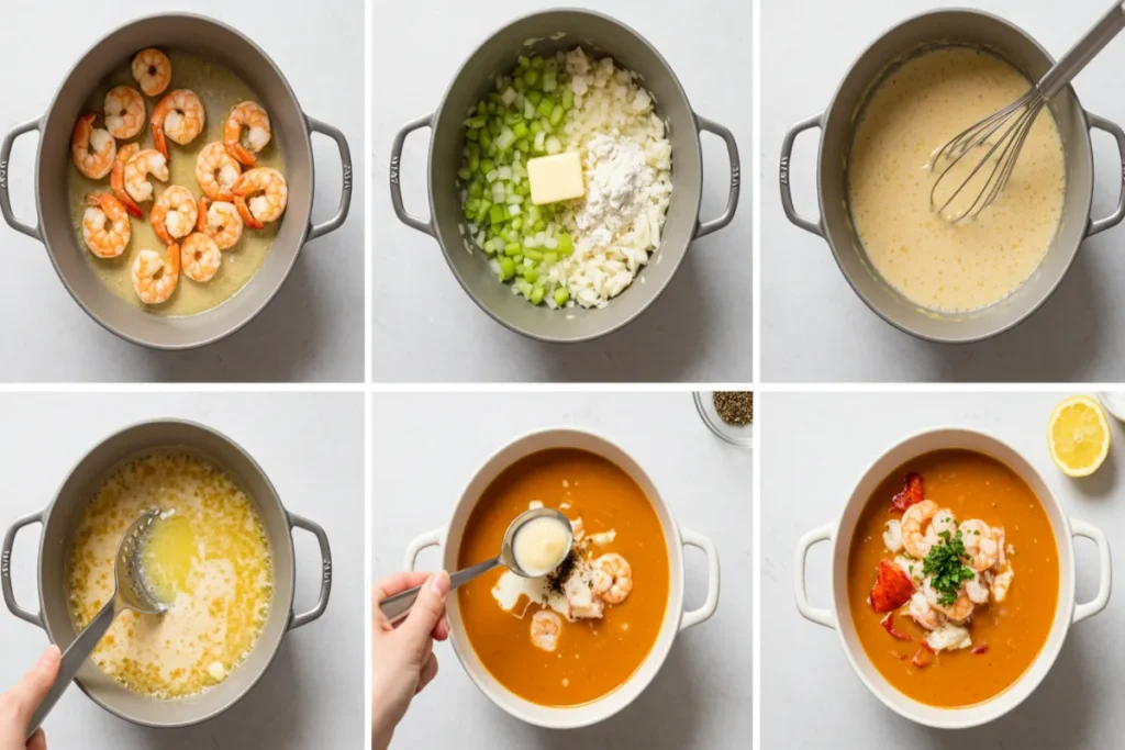 Steps For Triple Seafood Bisque Recipe