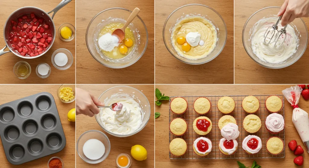 Steps for Amazing Strawberry Shortcake Cupcakes